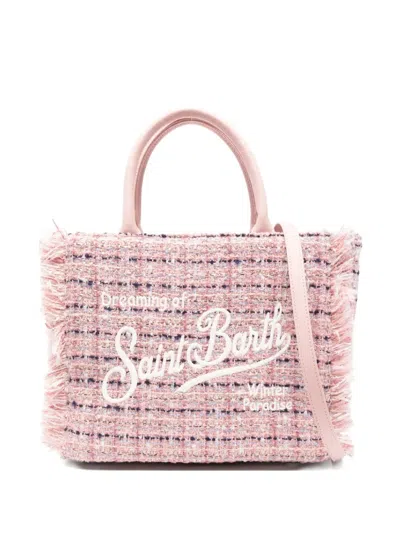 Mc2 Saint Barth Fringed Embroidered Tote Bag In Pink