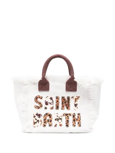 Mc2 Saint Barth Fringed Letter-patch Tote Bag In White