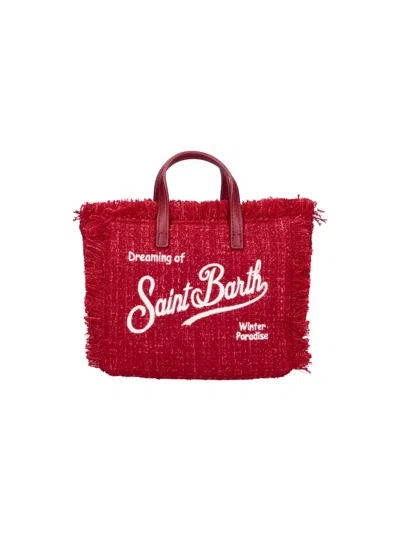 Mc2 Saint Barth Fringed Logo Tote Bag In Red