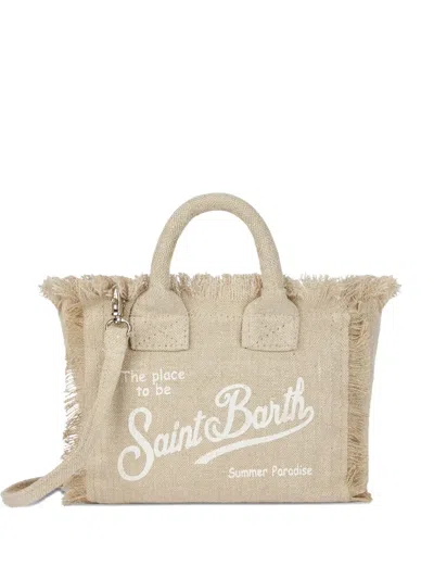 Mc2 Saint Barth Fringed Logo-detail Shoulder Bag In Neutral