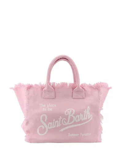 Mc2 Saint Barth Fringed Logo-print Shoulder Bag In Pink