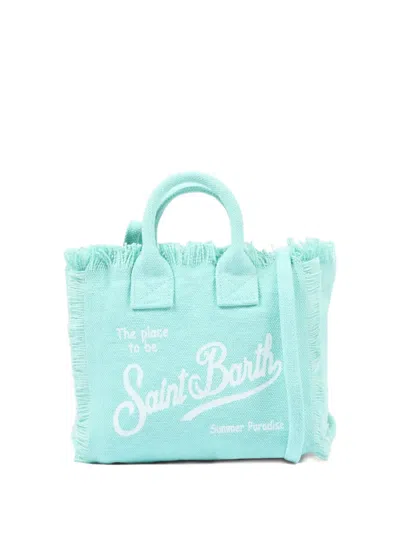 Mc2 Saint Barth Kids' Fringed Logo-print Tote Bag In Black