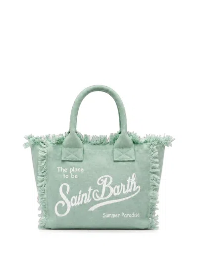 Mc2 Saint Barth Fringed Logo-print Tote Bag In Green
