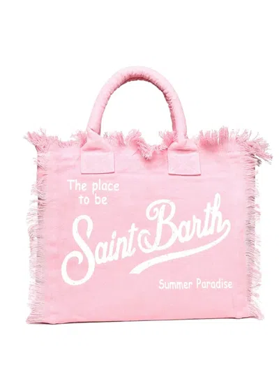 Mc2 Saint Barth Fringed Logo-print Tote Bag In Pink