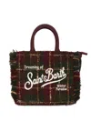Mc2 Saint Barth Fringed Plaid Tote Bag In Red