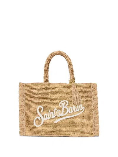 Mc2 Saint Barth Fringed Raffia Tote Bag In Brown
