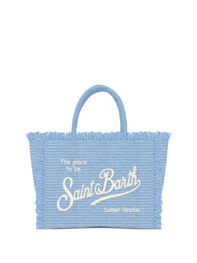 Mc2 Saint Barth Kids' Fringed Saint Barth Tote Bag In Blue