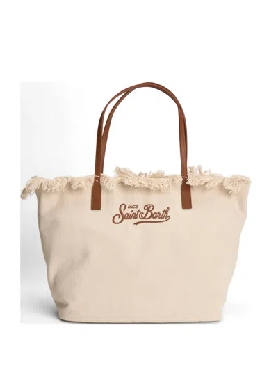 Mc2 Saint Barth Fringed Strap Shoulder Bag In Neutral