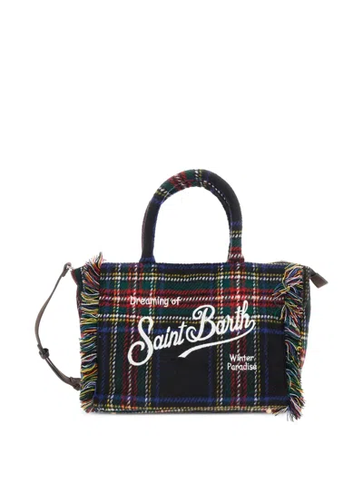 Mc2 Saint Barth Kids' Fringed Tartan-pattern Tote Bag In Multi