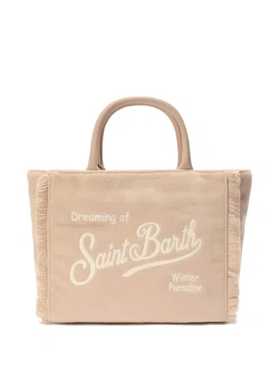 Mc2 Saint Barth Fringed Tote Bag In Neutral