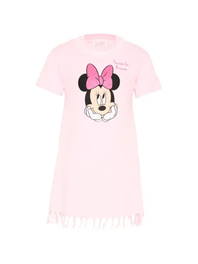 Mc2 Saint Barth Kids' Fringe-trim Minnie Mouse Dress In Pink