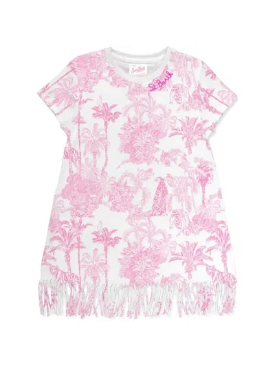 Mc2 Saint Barth Fringe-trimmed Jungle-print Dress In Pink