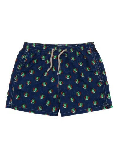 Mc2 Saint Barth Kids' Frog-print Swim Shorts In Blue