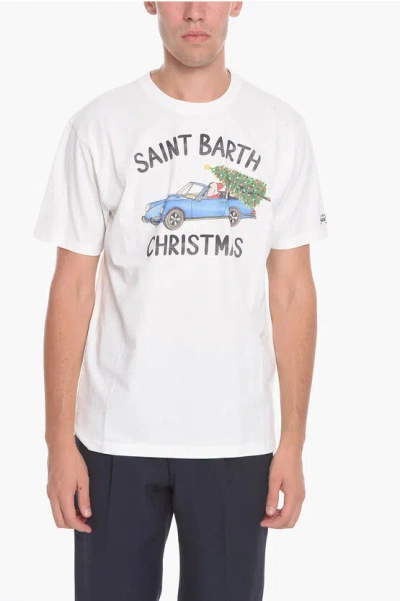 Mc2 Saint Barth Front Printed Crew-neck T-shirt In White