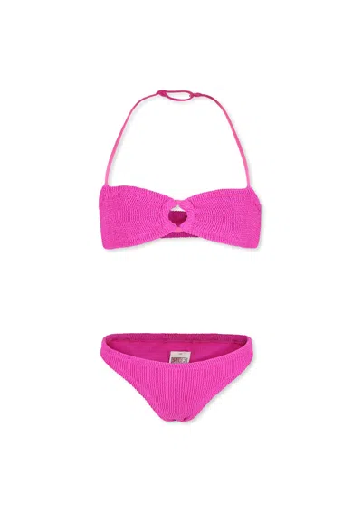 Mc2 Saint Barth Kids' Fuchsia Bikini For Girl With Logo