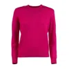 Mc2 Saint Barth Woman Crewneck Fuchsia Sweater With St. Barth Embroidery In Pink