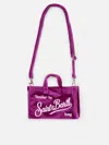 Mc2 Saint Barth Fuchsia Velvet Phone Holder Micro Bag In Black