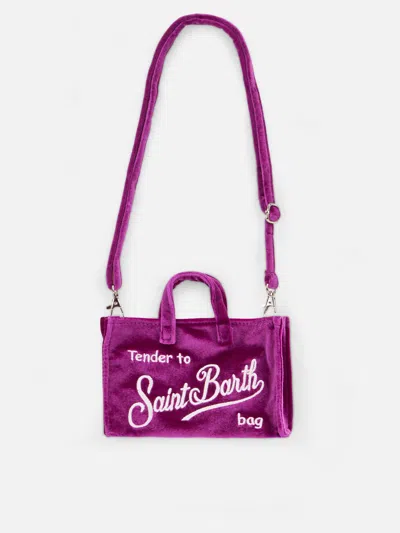 Mc2 Saint Barth Fuchsia Velvet Phone Holder Micro Bag In Black