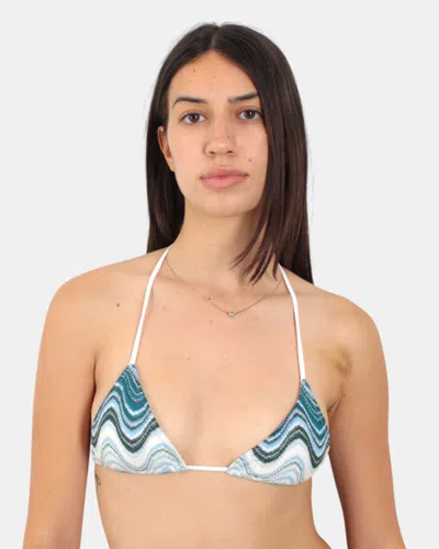 Mc2 Saint Barth Full Adjustable Bikini Top With Floating Padding - Rachel Sea Wave 59 In Blue
