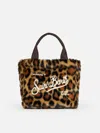 Mc2 Saint Barth Furry Soft Colette Handbag With Animalier Jacquard Print In Brown