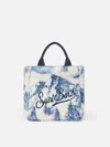 Mc2 Saint Barth Furry Soft Mini Vanity Bag With Toile De Jouy Print In White