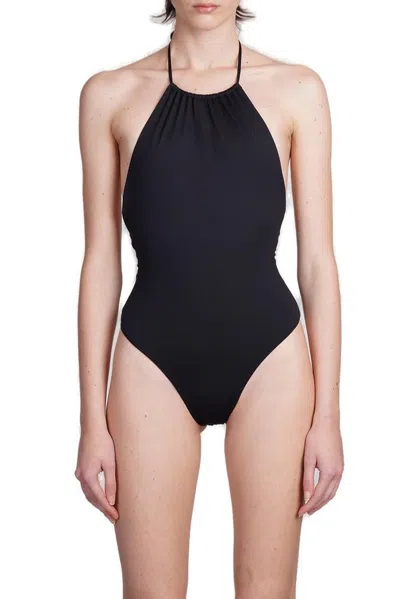 Mc2 Saint Barth Woman Black Halter Neck One Piece Swimsuit