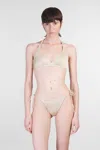Mc2 Saint Barth Gaia Beachwear In Taupe Polyester In White