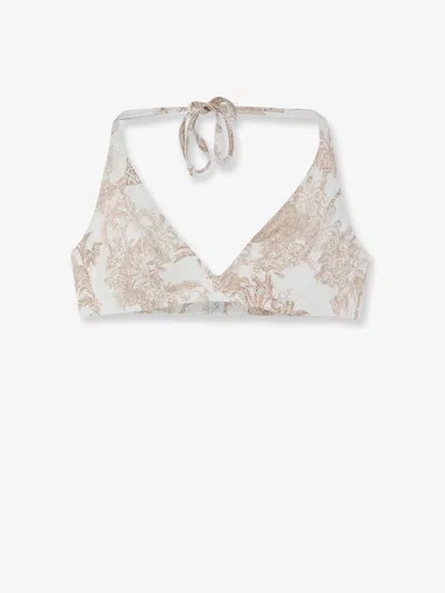Mc2 Saint Barth Gaia Bikini Top With Jungle Oceania Print In Nude