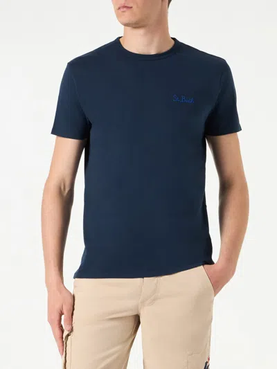 Mc2 Saint Barth Garment Dyed Blue Man T-shirt