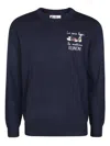 Mc2 Saint Barth Heron Light Embroidered Crew-neck Sweater In Blue