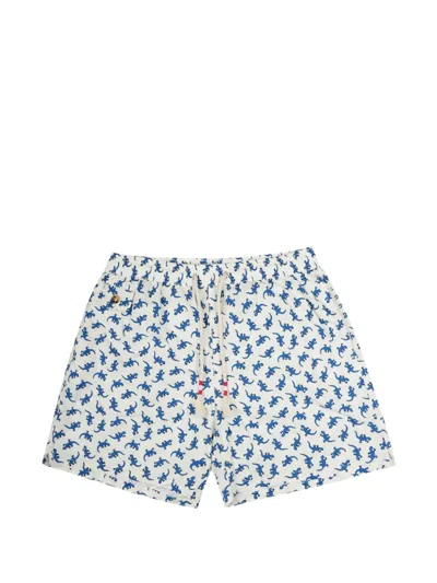 Mc2 Saint Barth Gecko-print Drawstring Swim Shorts In Blue