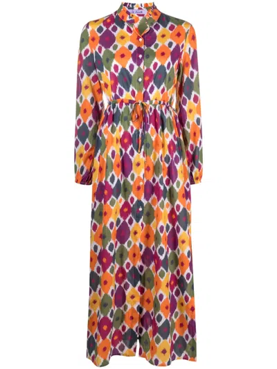 Mc2 Saint Barth Geometric-print Midi Dress In White