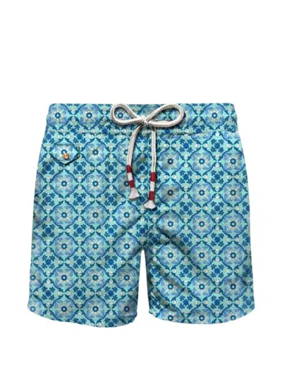 Mc2 Saint Barth Geometric-print Drawstring Swim Shorts In Blue