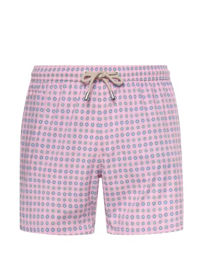 Mc2 Saint Barth Geometric-print Drawstring Swim Shorts In Pink