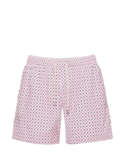 Mc2 Saint Barth Geometric-print Swim Shorts In Pink