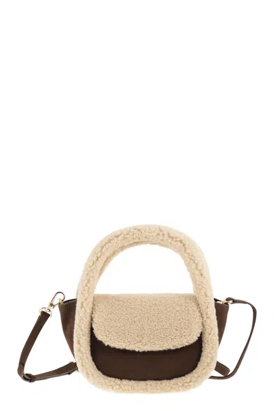 Mc2 Saint Barth Gilda Mutton - Mini Shearling Bag In Brown