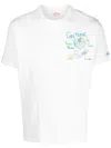 Mc2 Saint Barth Man Cotton T-shirt With Gin Tonic Print And Embroidery In White
