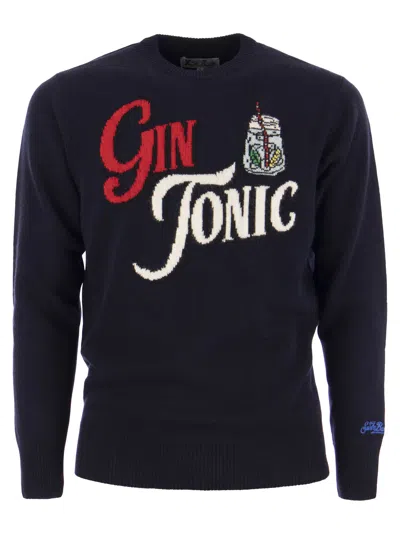 Mc2 Saint Barth Gin Tonic Wool And Cashmere Blend Jumper In Blue