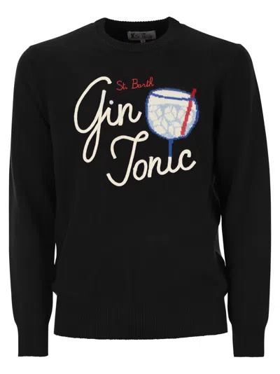 Mc2 Saint Barth Gin Tonic Wool And Cashmere Blend Jumper In Black