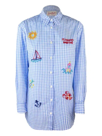 Mc2 Saint Barth Gingham Embroidered Shirt