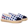 Mc2 Saint Barth Gingham Print Canvas Espadrillas With Embroidery In Blue