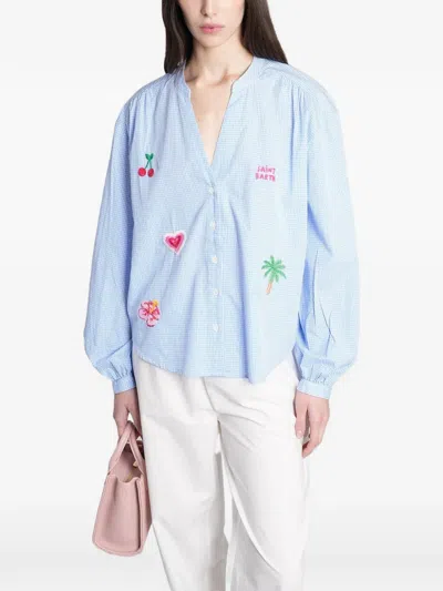 Mc2 Saint Barth Gingham-check Blouse In Blue