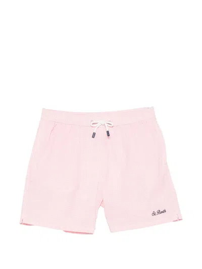 Mc2 Saint Barth Gingham-pattern Drawstring Swim Shorts In Pink