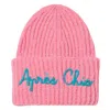 Mc2 Saint Barth Girl Brushed And Ultra Soft Beanie With Apres Chic Embroidery In Pink