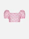 Mc2 Saint Barth Girl Crop Top With Daisy Embroidery In White