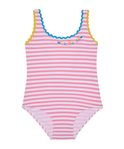 Mc2 Saint Barth Girl One Piece Swimsuit With Embroidery In Multi