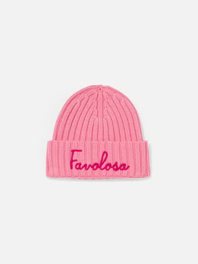 Mc2 Saint Barth Girl Pink Beanie With Favolosa Embroidery