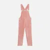 Mc2 Saint Barth Girl Pink Corduroy Salopette With St. Barth Embroidery In Pink