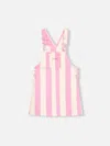 Mc2 Saint Barth Girl Pink Striped Denim Short Overall Tecla Jr In Pink