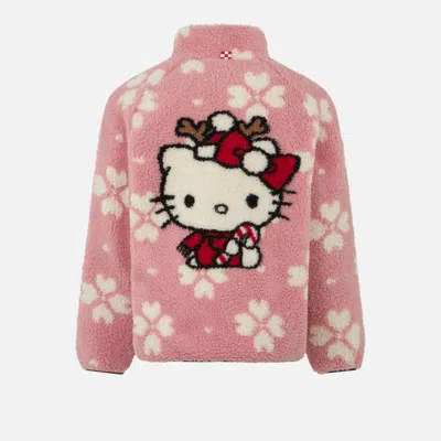 Mc2 Saint Barth Kids' Girl Sherpa Jacket With Hello Kitty Print Hello Kitty Special Edition In Pink
